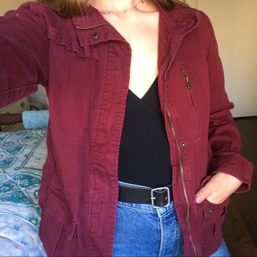 Maroon Cargo Jacket🍓 - Picture 2 of 8